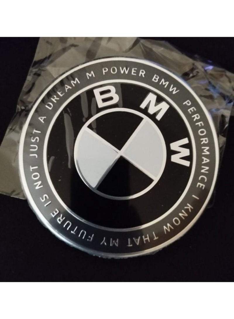 بي إم دبليو علامة شعار BMW الامامية 82mm ابيض ف اسود - Image 1